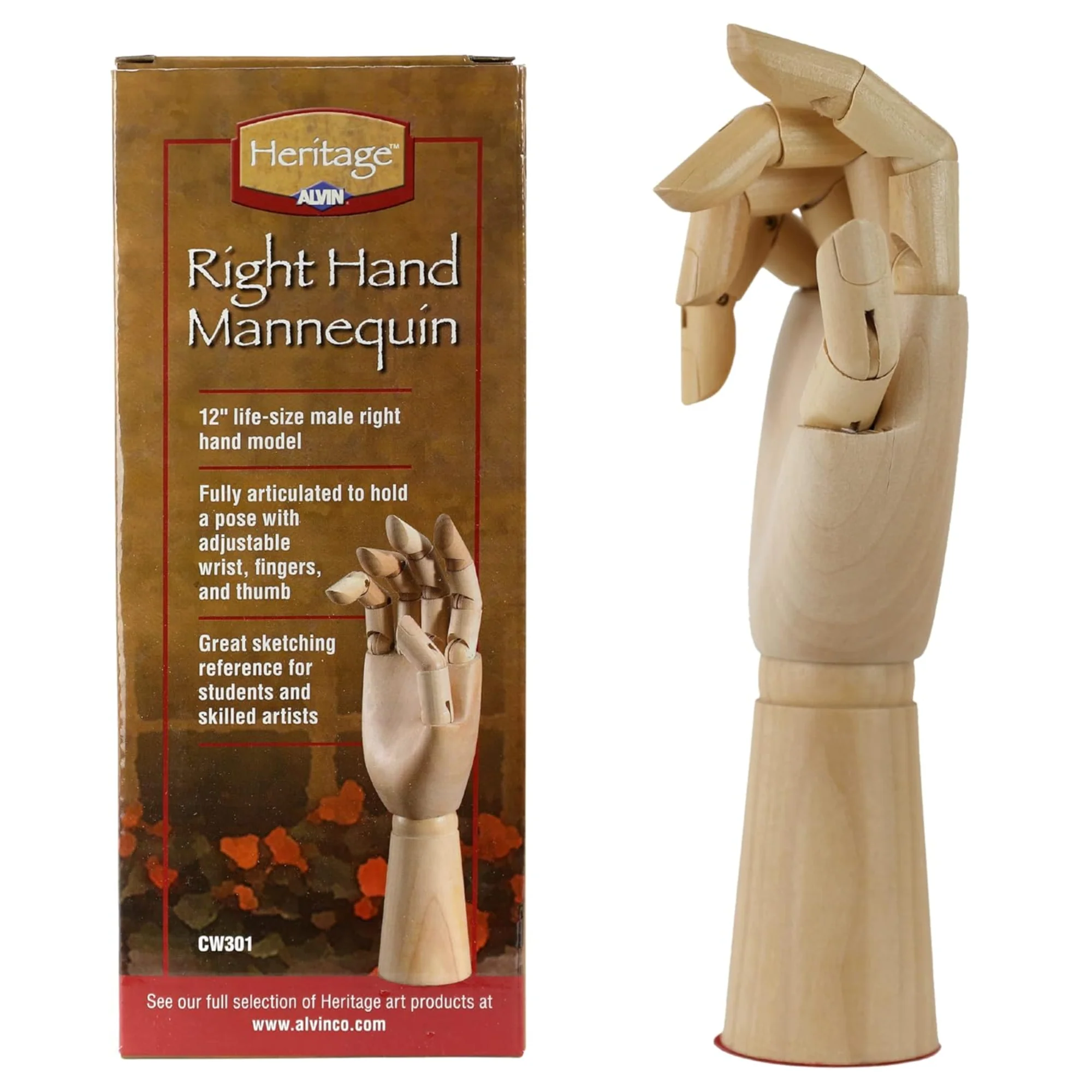 Male Right Hand Wood Mannequin - 12 inches - Image 2